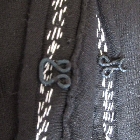 Jones New York Cardigan Sweater Womens Medium Black Silver Chain Open Front Belt - Picture 9 of 9